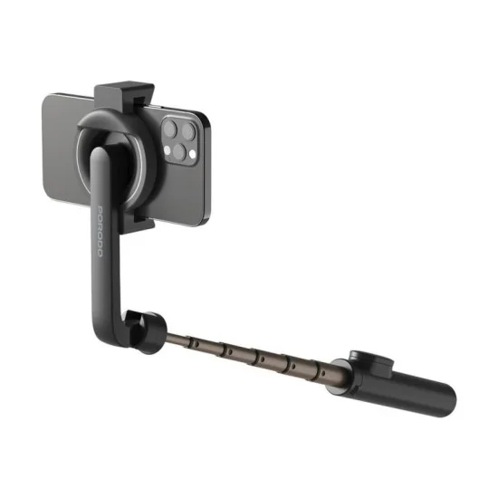 Porodo Magnetic Selfie Stick 64.5Cm Extendable With 3 Leg Tripod And Remote Control - Black
